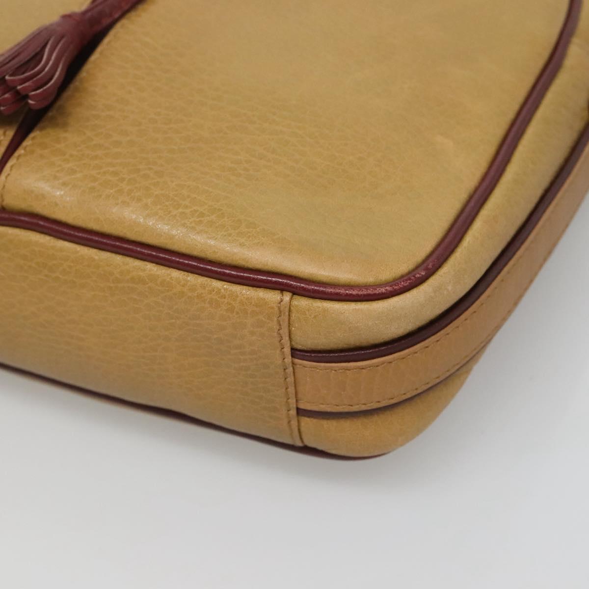 CARTIER Shoulder Bag Leather Yellow Gold Auth BA2511