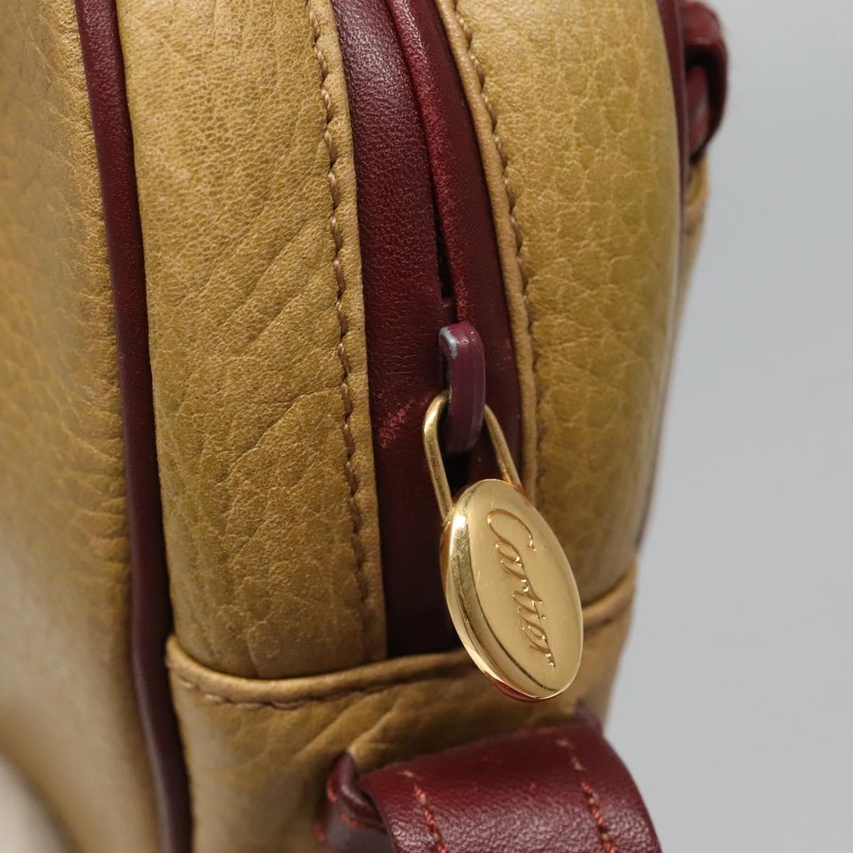 CARTIER Shoulder Bag Leather Yellow Gold Auth BA2511