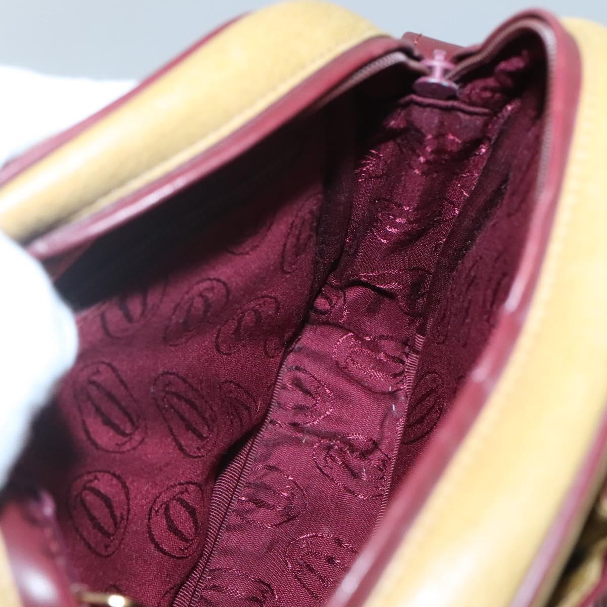 CARTIER Shoulder Bag Leather Yellow Gold Auth BA2511