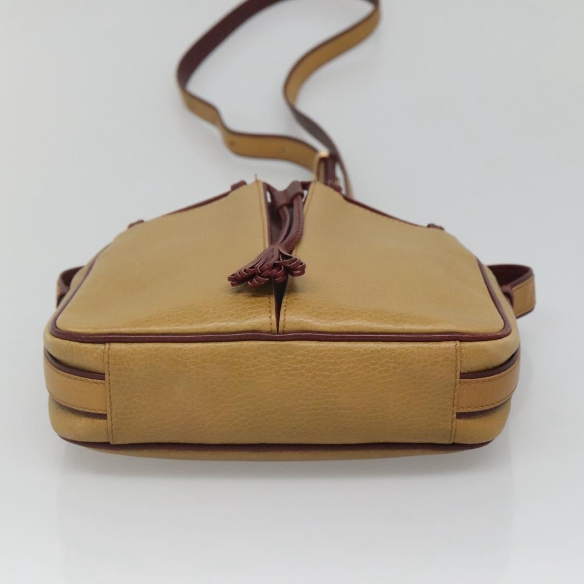 CARTIER Shoulder Bag Leather Yellow Gold Auth BA2511