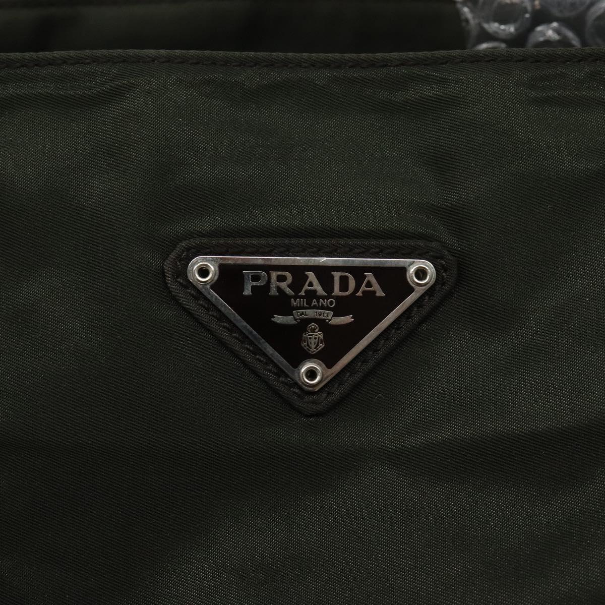 PRADA Shoulder Bag Nylon Green Silver Auth BA2512