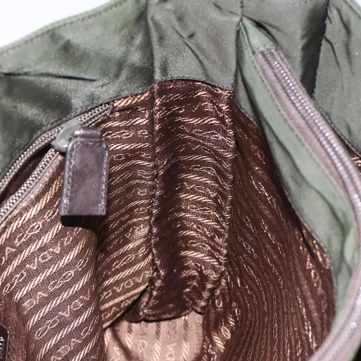 PRADA Shoulder Bag Nylon Green Silver Auth BA2512