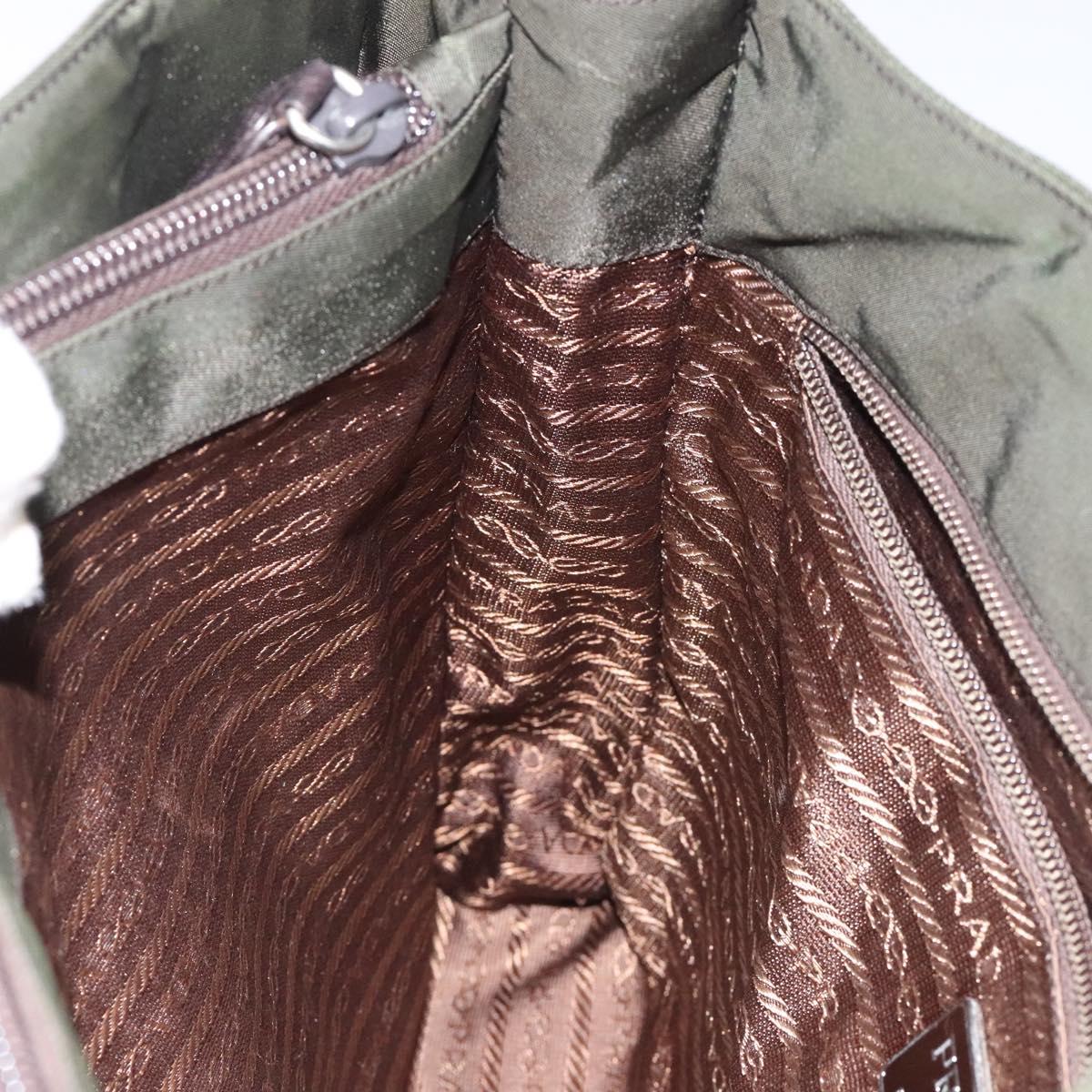 PRADA Shoulder Bag Nylon Green Silver Auth BA2512