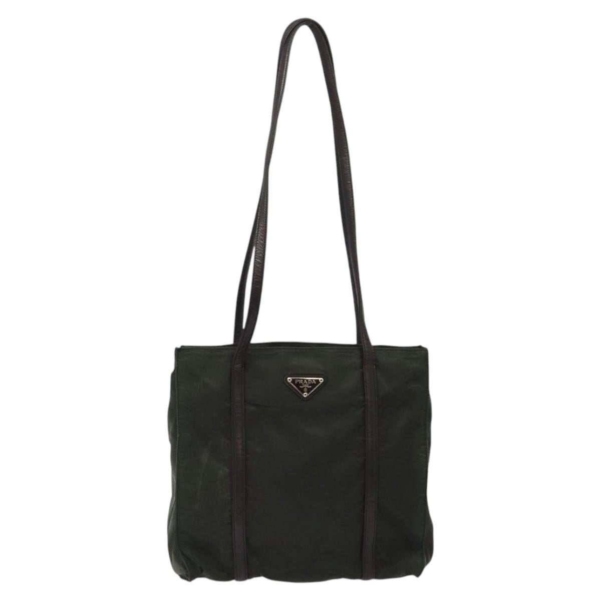 PRADA Shoulder Bag Nylon Green Silver Auth BA2512