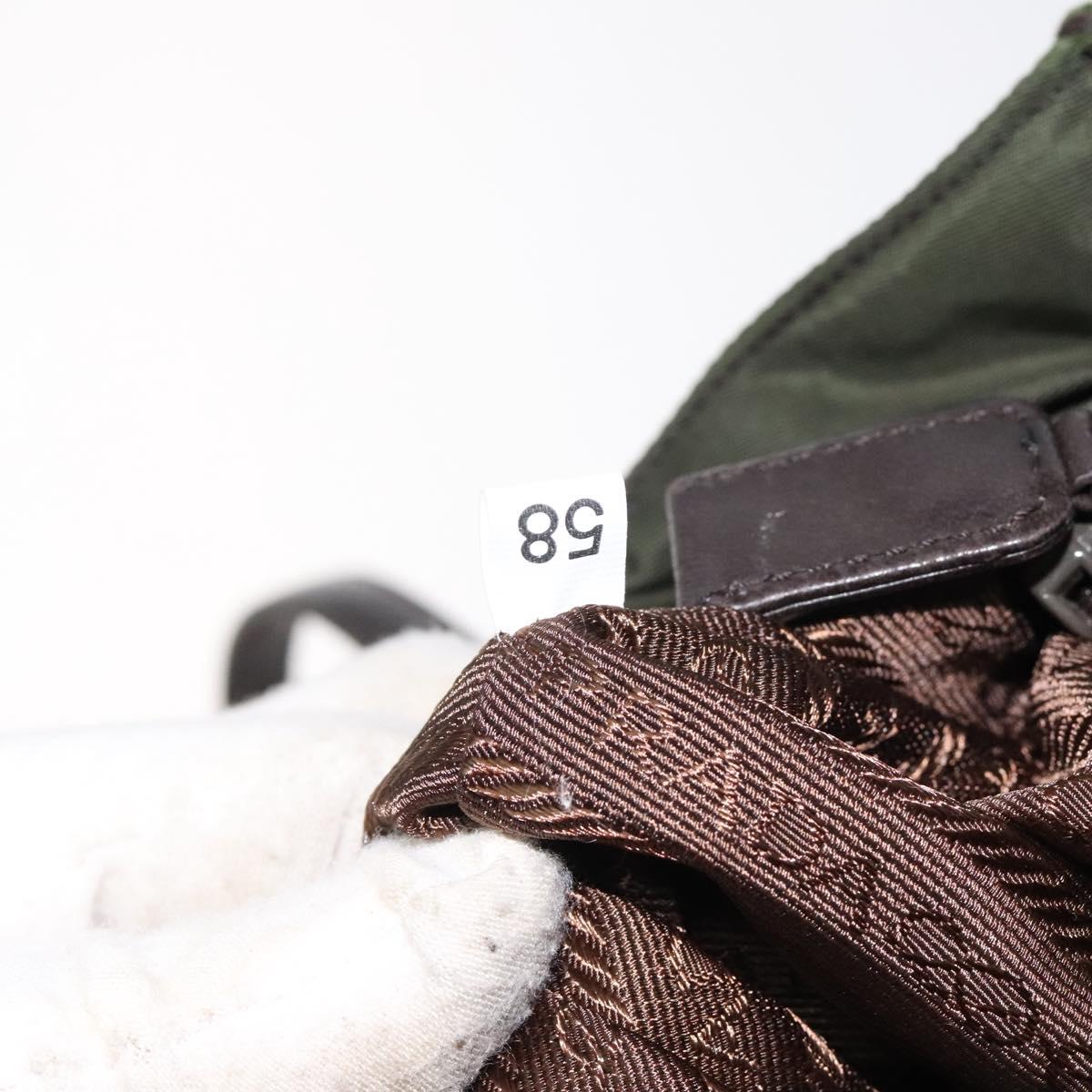 PRADA Shoulder Bag Nylon Green Silver Auth BA2512
