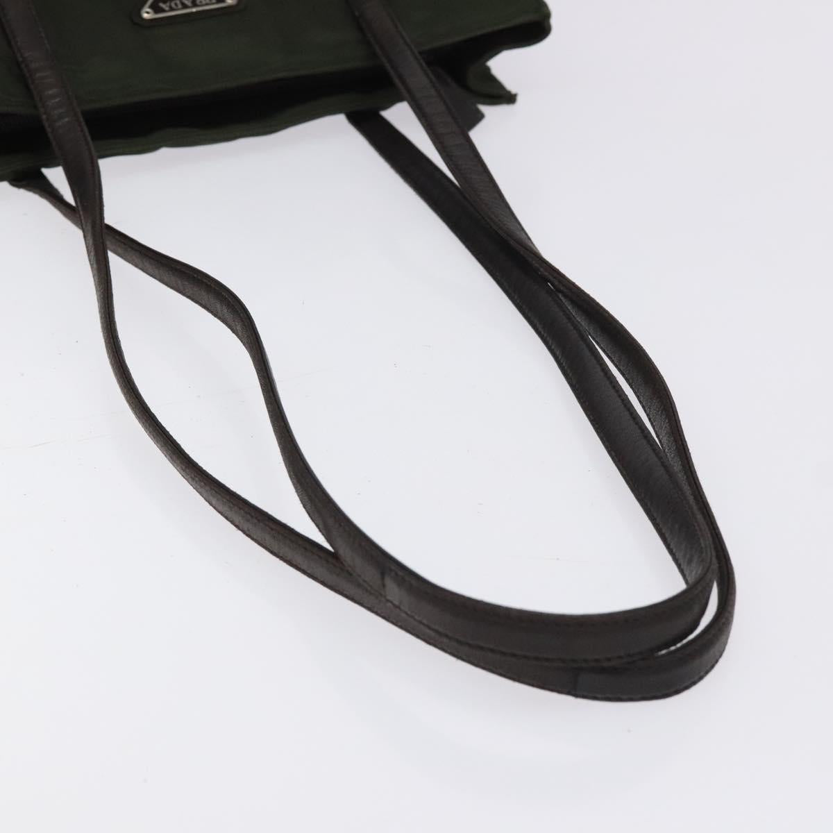 PRADA Shoulder Bag Nylon Green Silver Auth BA2512