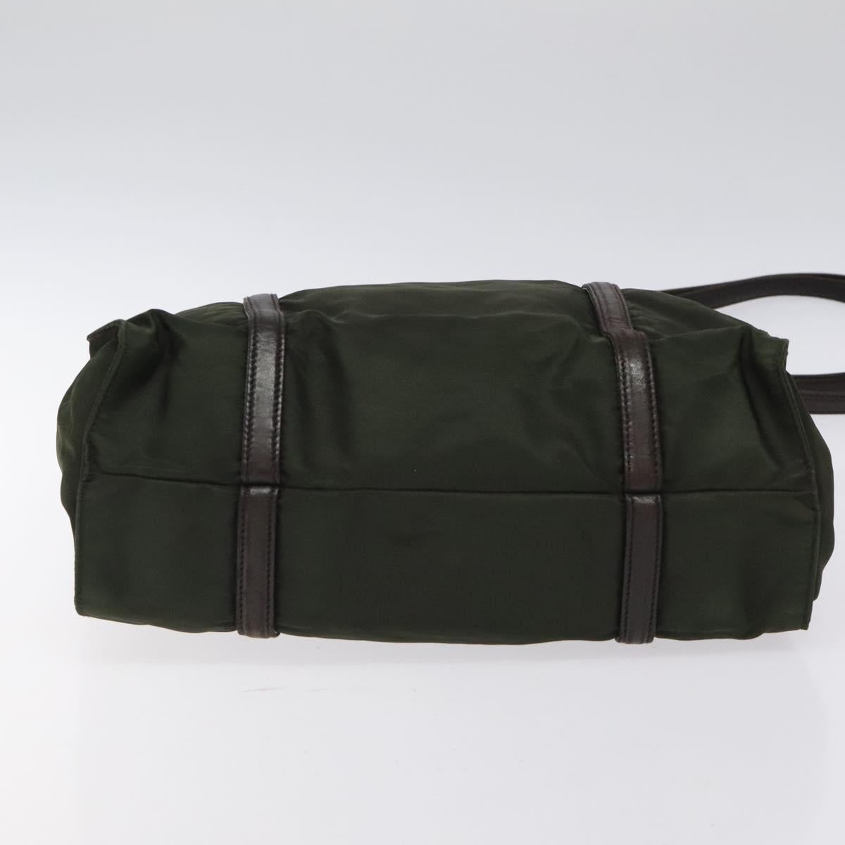 PRADA Shoulder Bag Nylon Green Silver Auth BA2512