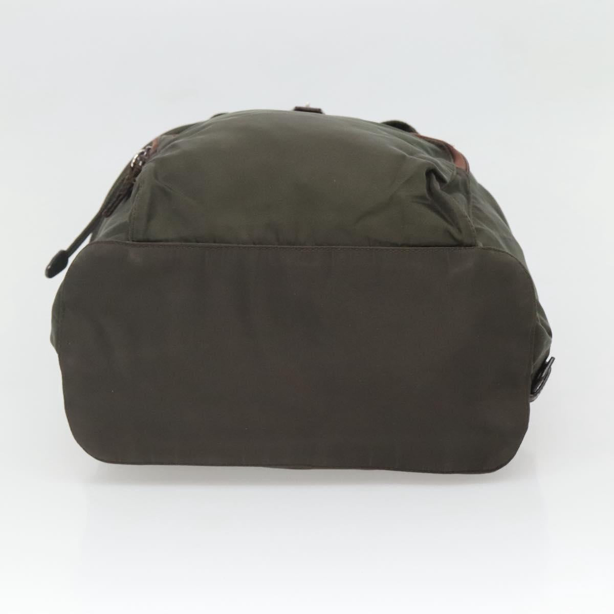 PRADA Backpack Nylon Khaki Silver Auth BA2515