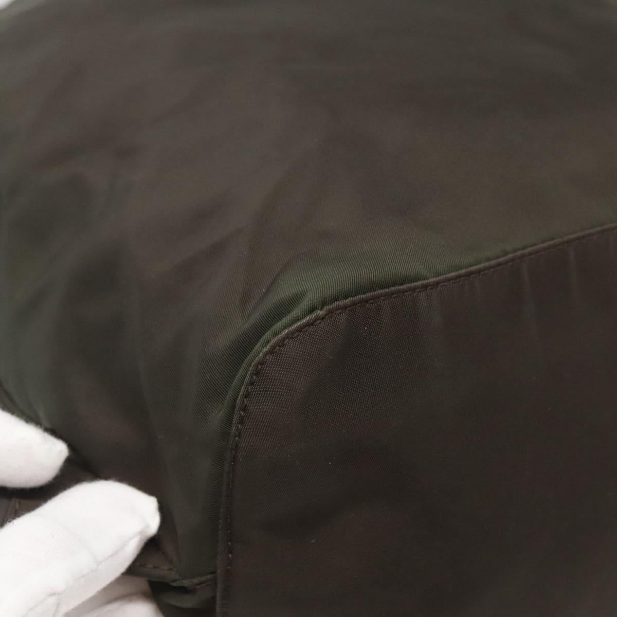 PRADA Backpack Nylon Khaki Silver Auth BA2515