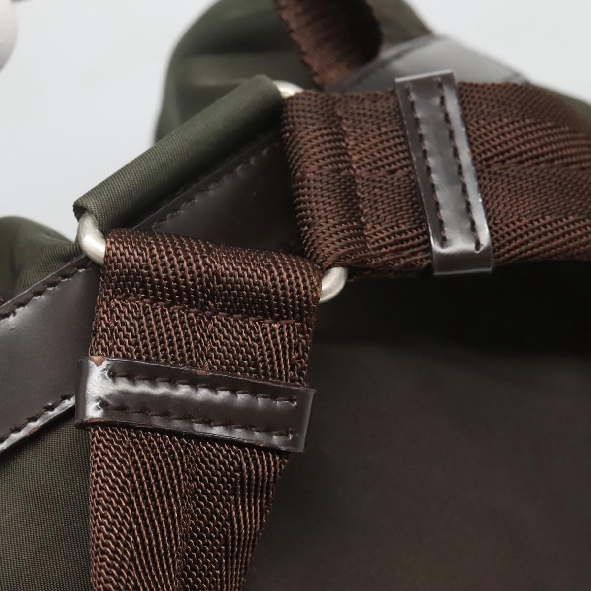 PRADA Backpack Nylon Khaki Silver Auth BA2515