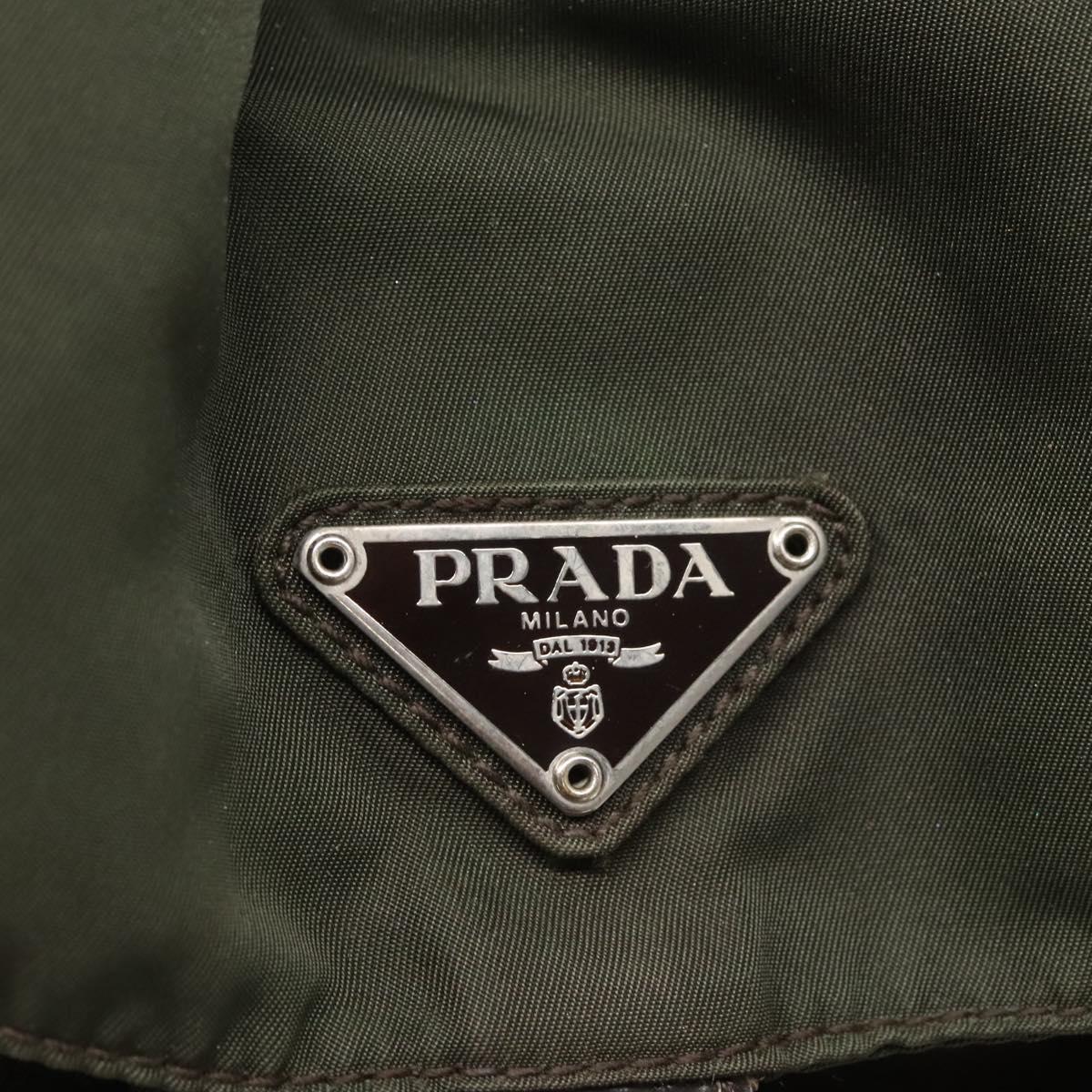 PRADA Backpack Nylon Khaki Silver Auth BA2515