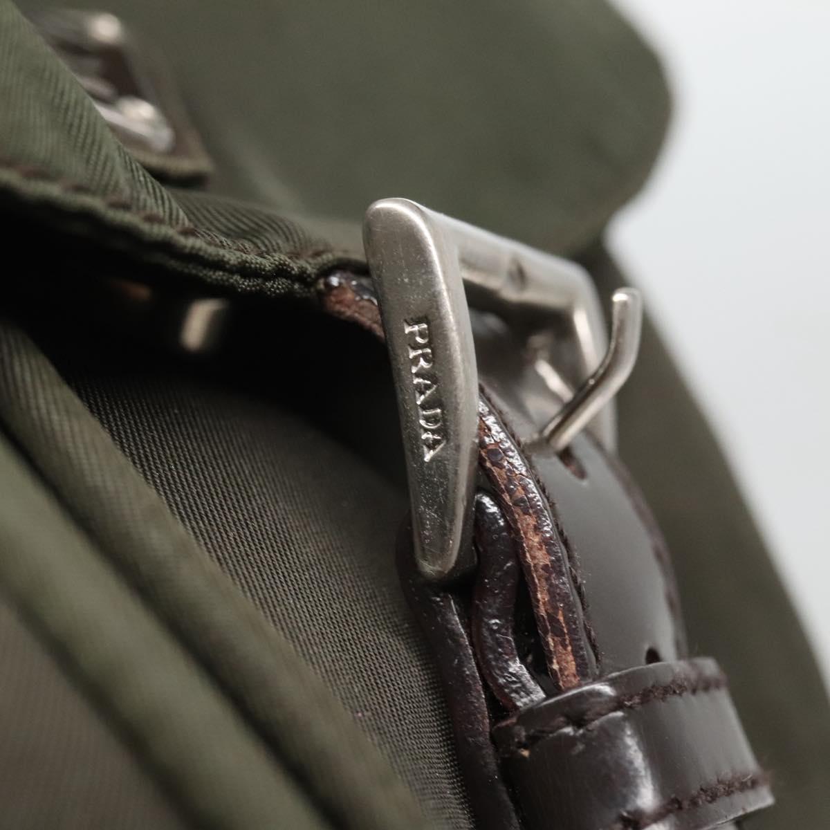 PRADA Backpack Nylon Khaki Silver Auth BA2515
