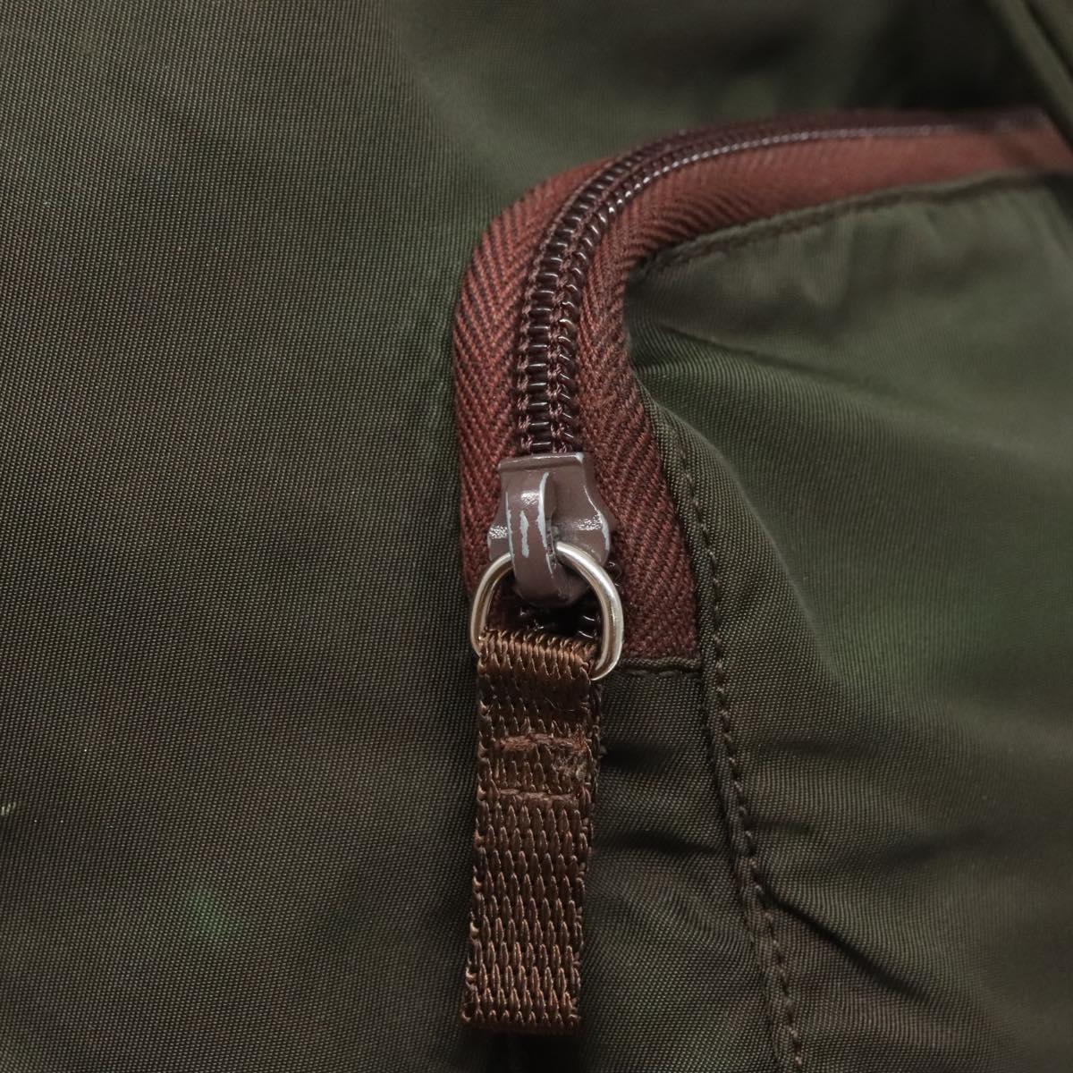 PRADA Backpack Nylon Khaki Silver Auth BA2515