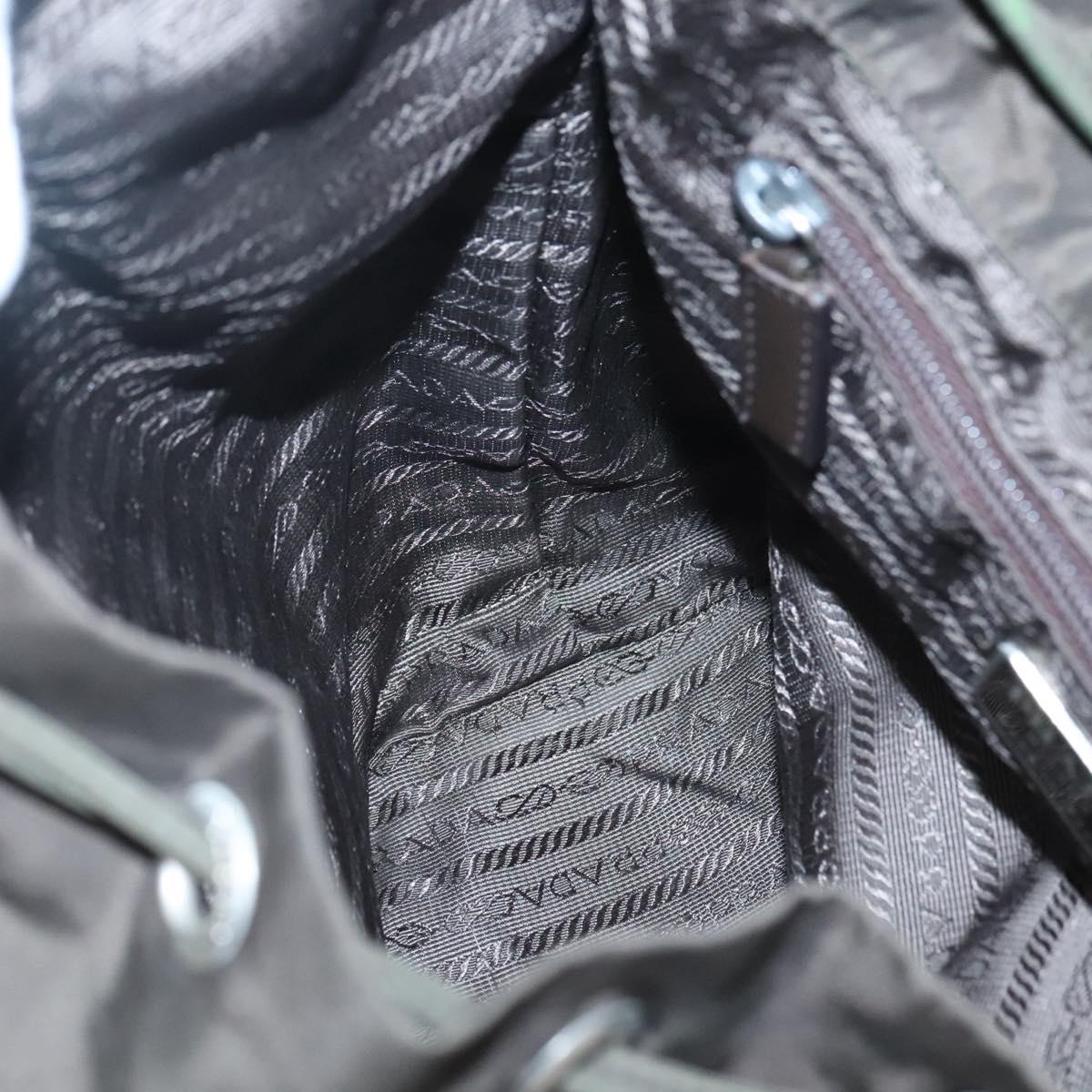 PRADA Backpack Nylon Khaki Silver Auth BA2515