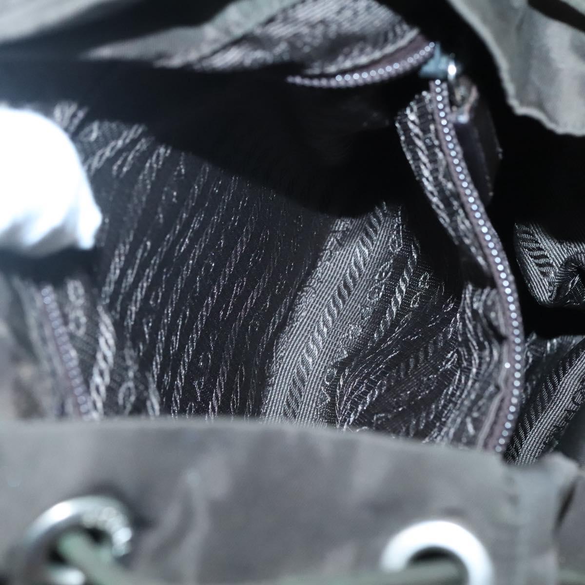PRADA Backpack Nylon Khaki Silver Auth BA2515