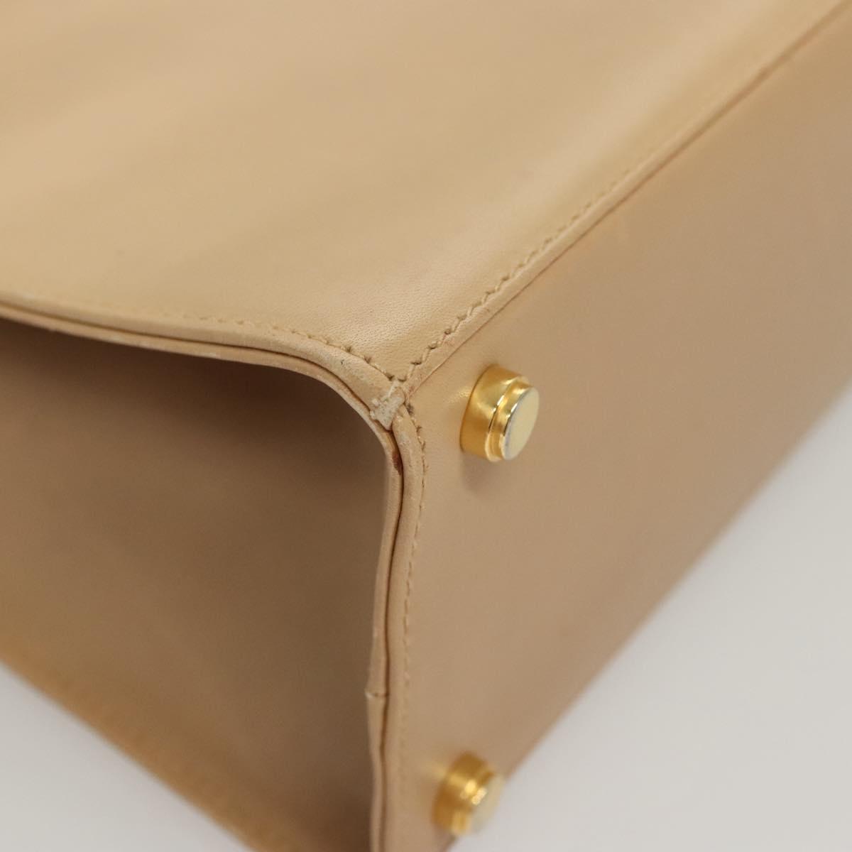 Salvatore Ferragamo Hand Bag Leather Beige Gold Auth BA2524