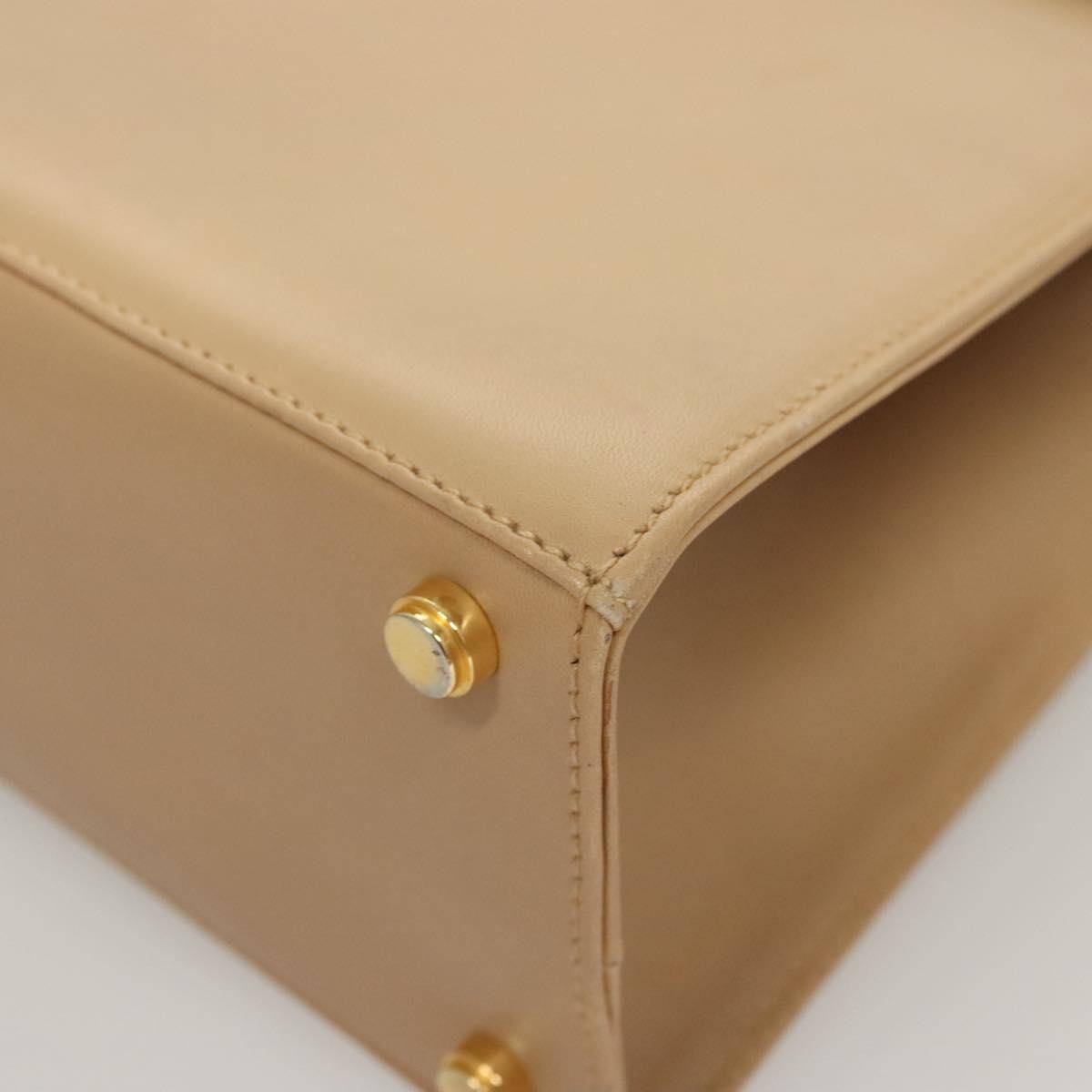 Salvatore Ferragamo Hand Bag Leather Beige Gold Auth BA2524