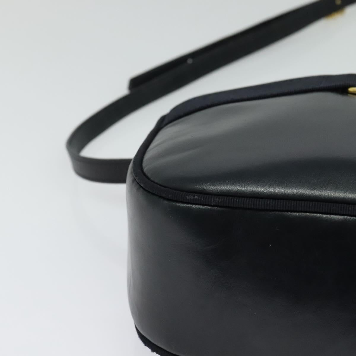 Salvatore Ferragamo Shoulder Bag Leather Navy Gold Auth BA2525