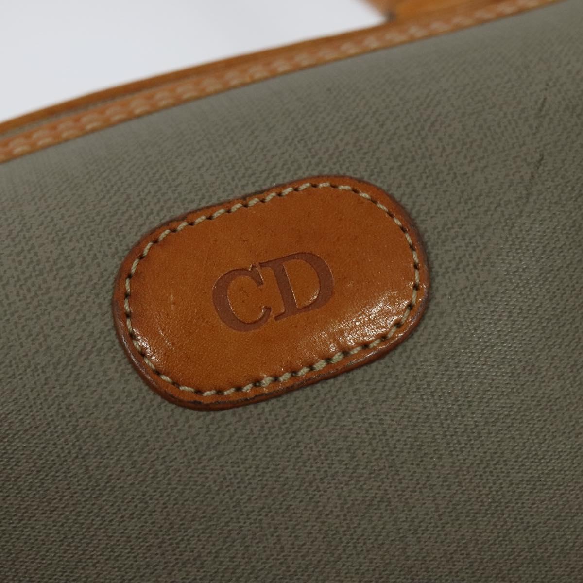 Christian Dior Hand Bag Leather PVC Gray Gold Auth BA2551