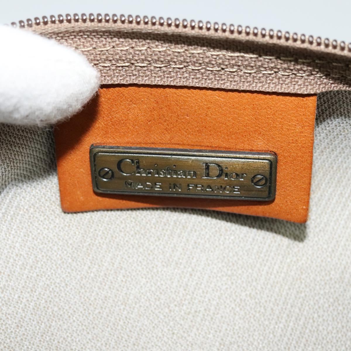 Christian Dior Hand Bag Leather PVC Gray Gold Auth BA2551