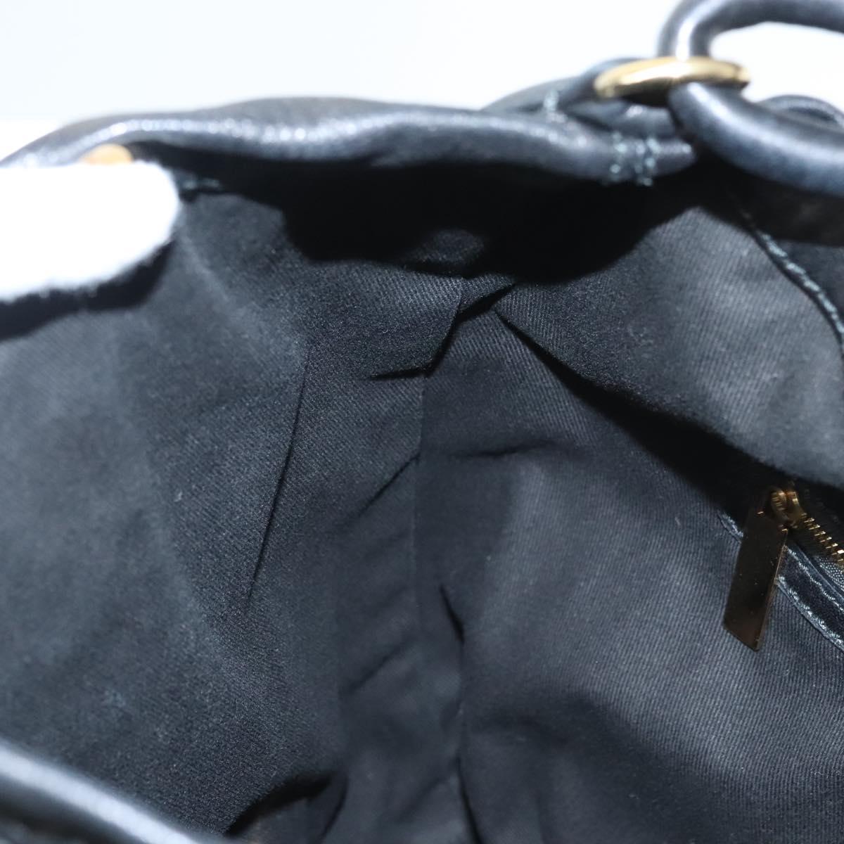 VALENTINO Shoulder Bag Leather Black Gold Auth BA2556