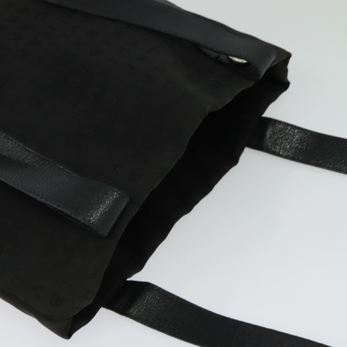 BVLGARI Logo Mania Tote Bag Canvas Black Silver Auth BA2558
