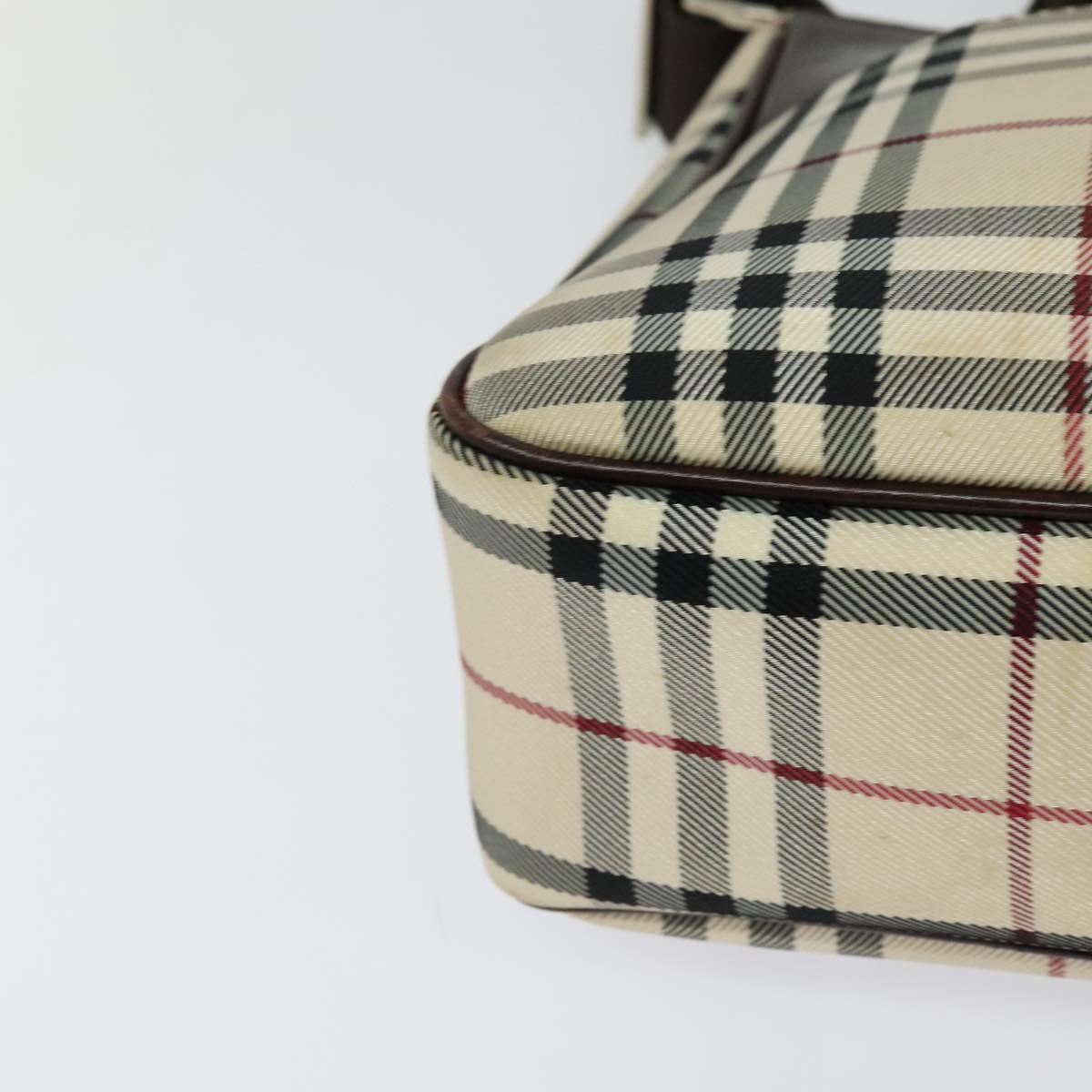 BURBERRY Nova Check Shoulder Bag Canvas Beige Silver Auth BA2560