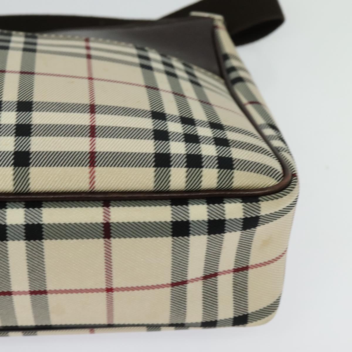 BURBERRY Nova Check Shoulder Bag Canvas Beige Silver Auth BA2560