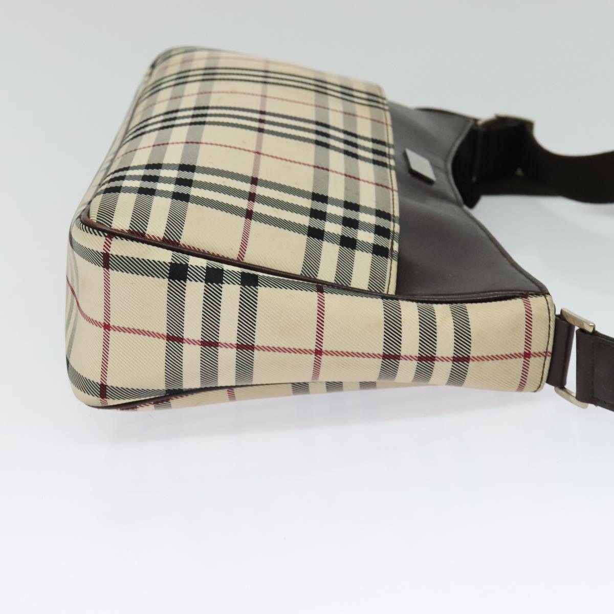 BURBERRY Nova Check Shoulder Bag Canvas Beige Silver Auth BA2560