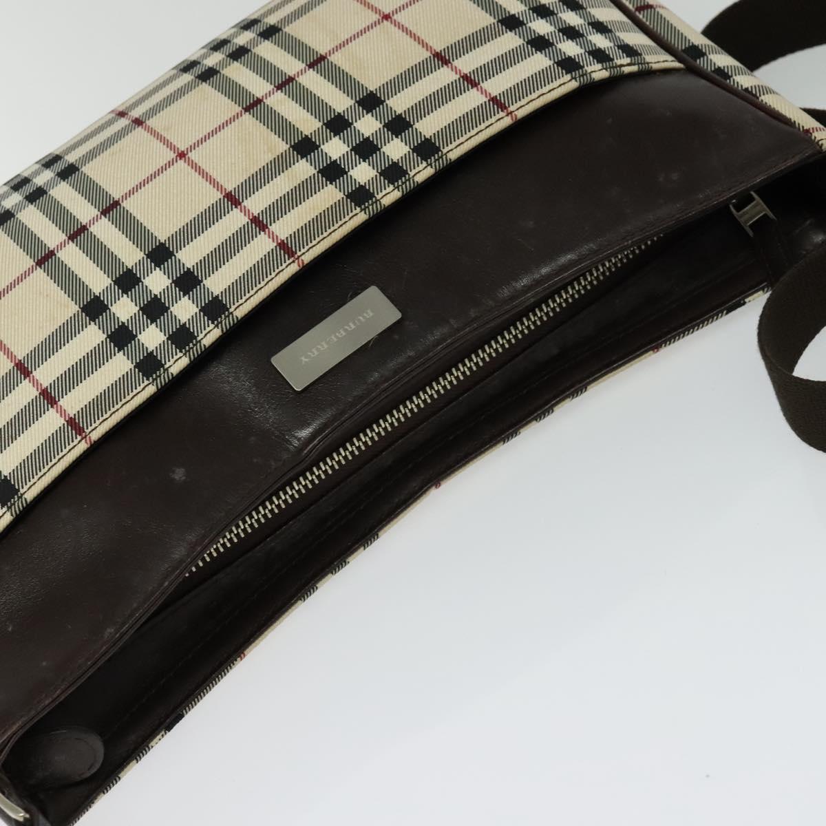 BURBERRY Nova Check Shoulder Bag Canvas Beige Silver Auth BA2560