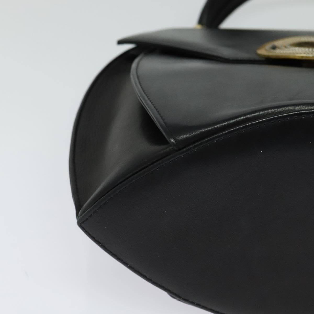 BALLY Hand Bag Leather Black Gold Auth BA2567