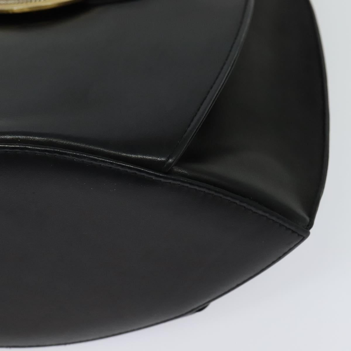 BALLY Hand Bag Leather Black Gold Auth BA2567