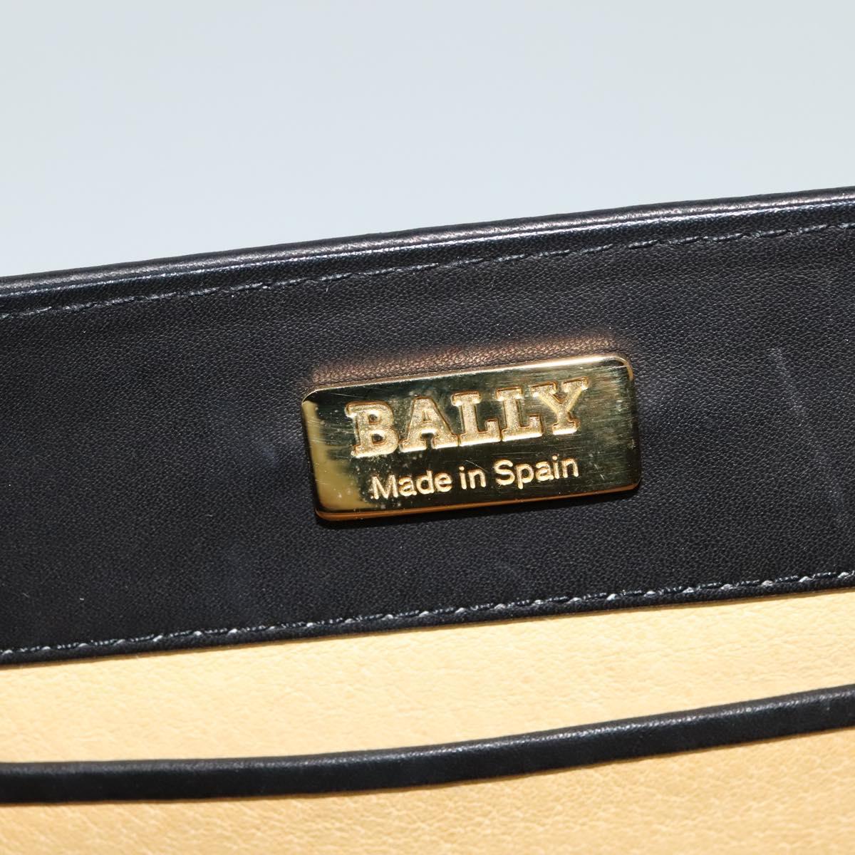 BALLY Hand Bag Leather Black Gold Auth BA2567