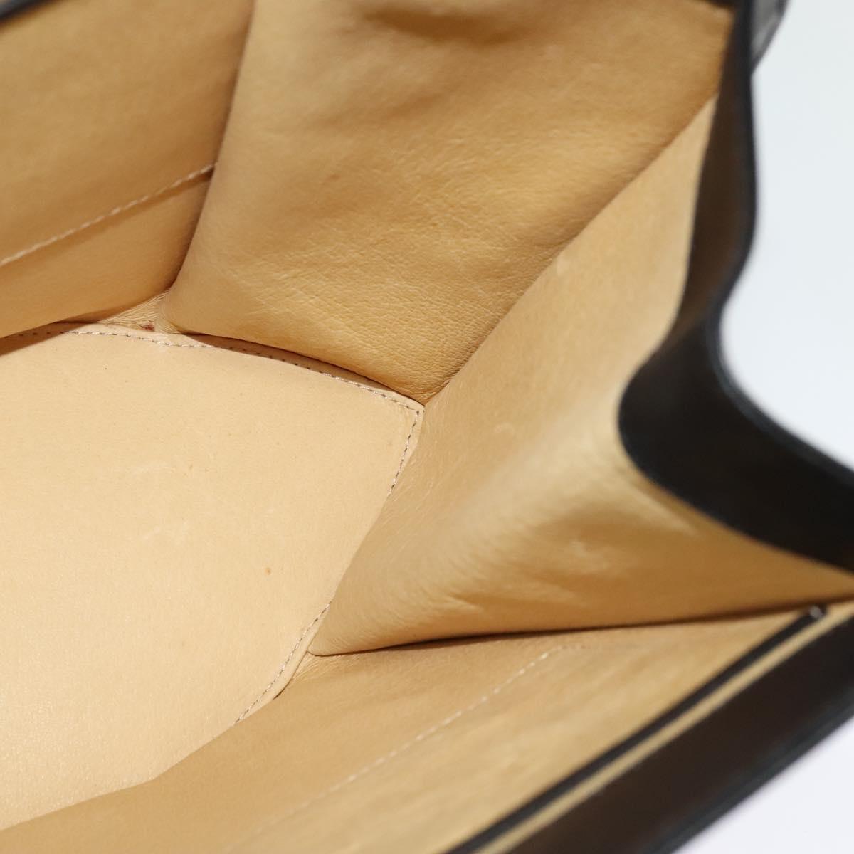 BALLY Hand Bag Leather Black Gold Auth BA2567