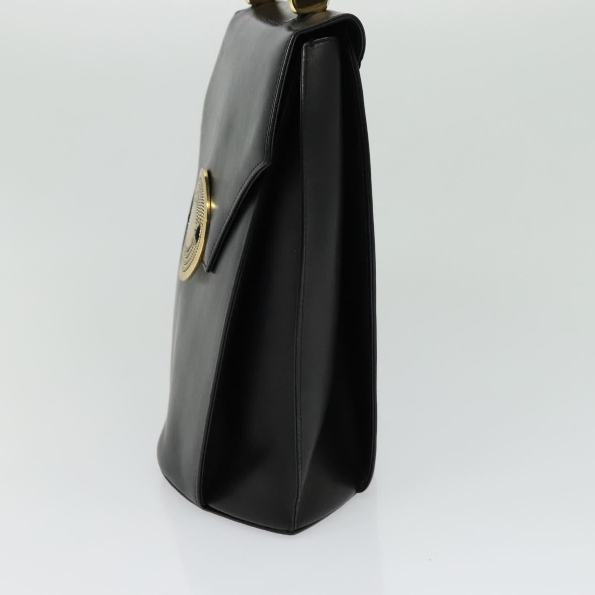 BALLY Hand Bag Leather Black Gold Auth BA2567