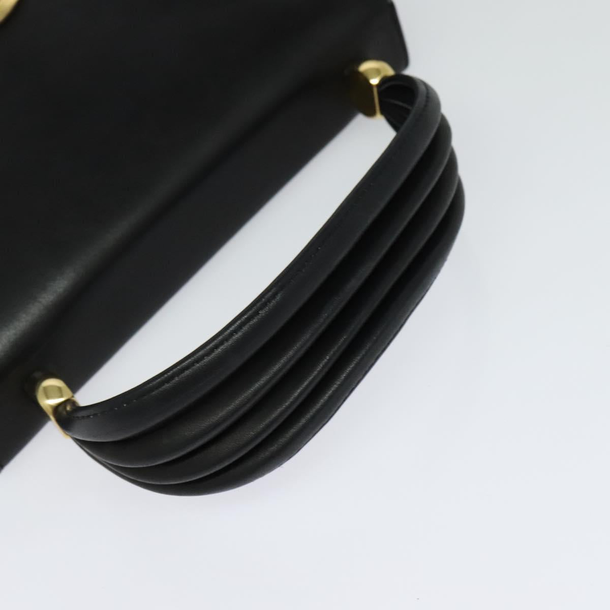 BALLY Hand Bag Leather Black Gold Auth BA2567