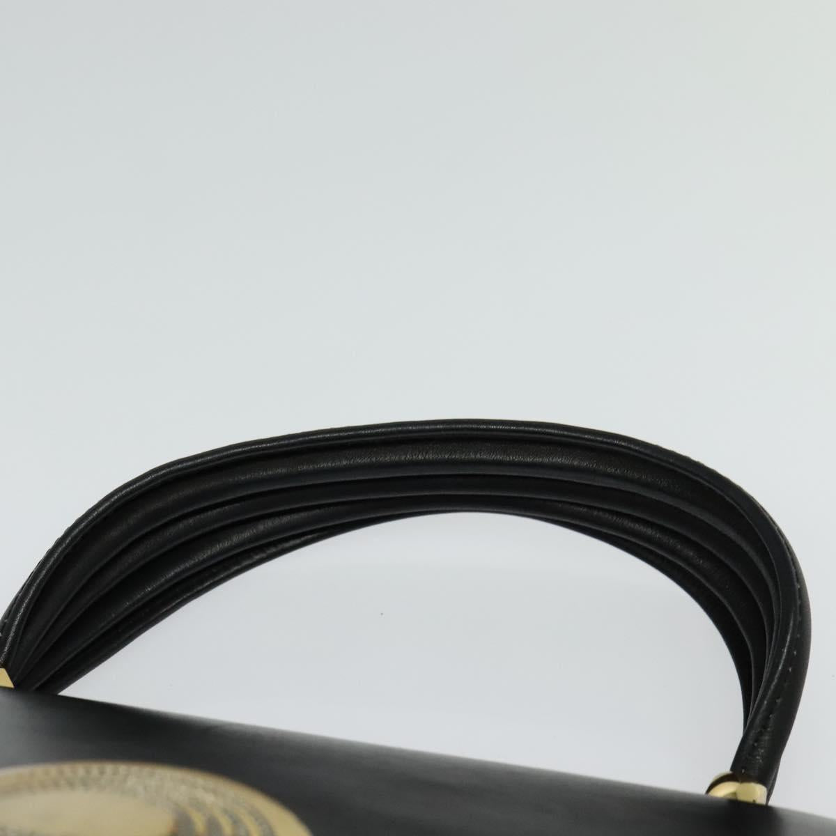 BALLY Hand Bag Leather Black Gold Auth BA2567