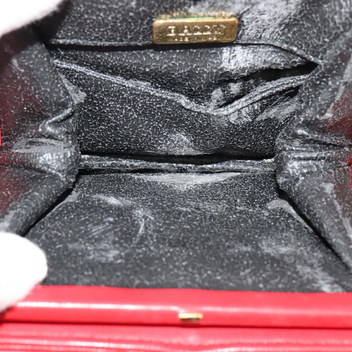 BALLY Chain Shoulder Bag Leather Red Gold Auth BA2568