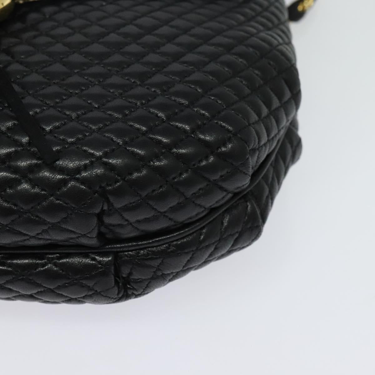 BALLY Chain Shoulder Bag Leather Black Gold Auth BA2569