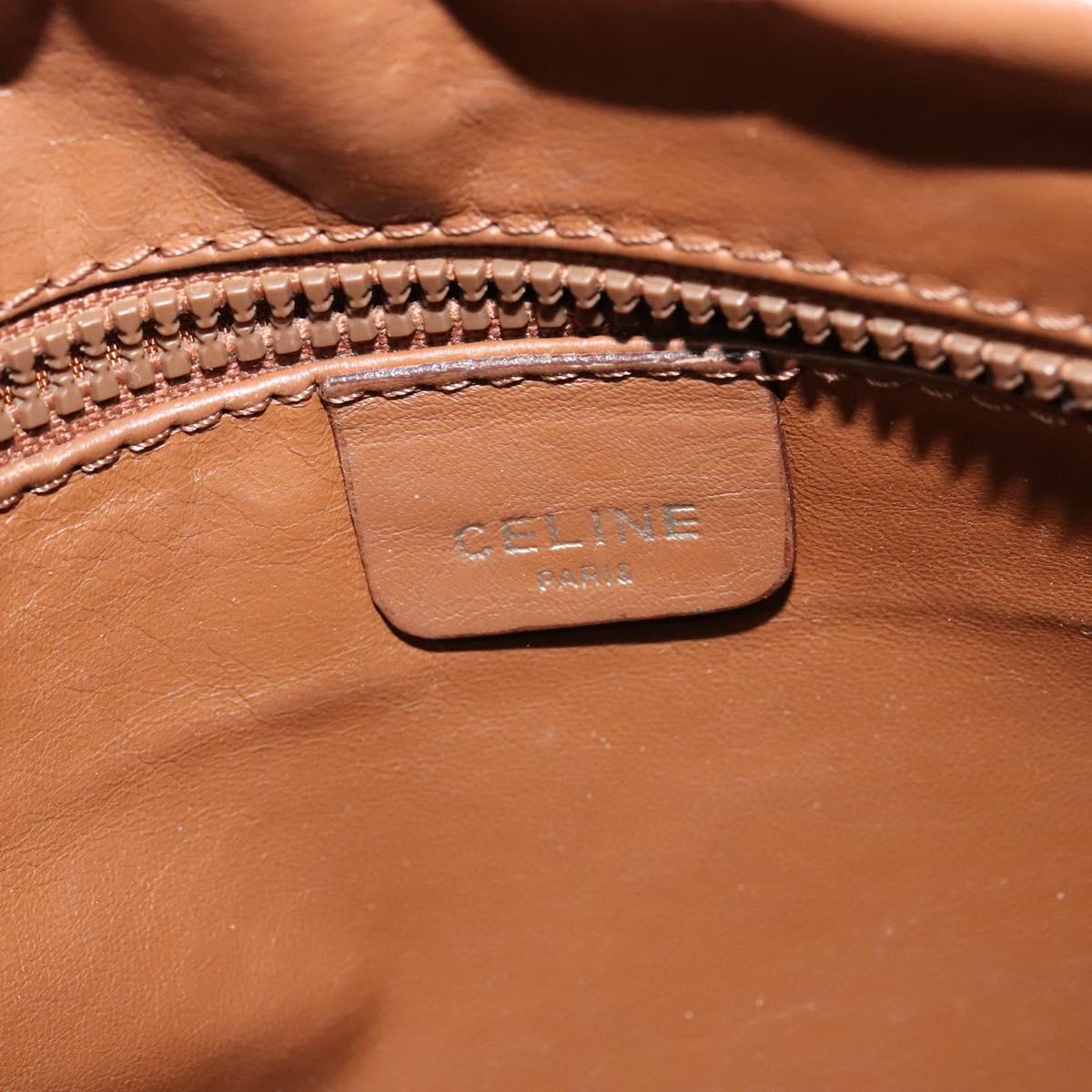 CELINE Shoulder Bag Leather Khaki Gold Auth BA2573