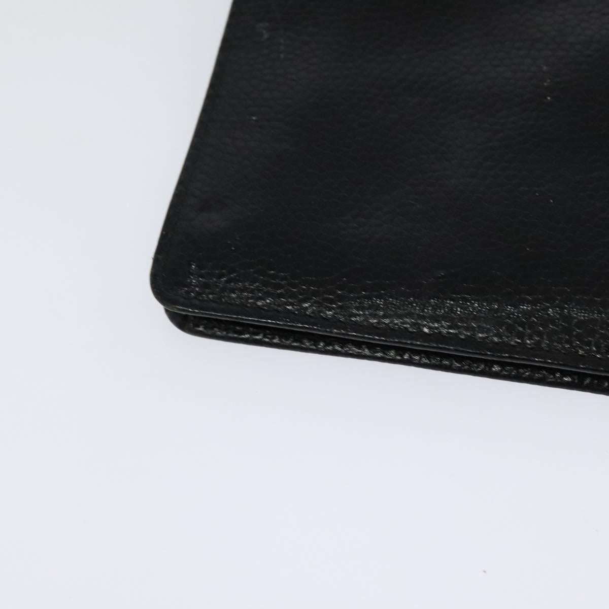Christian Dior Chain Shoulder Bag Leather Black Gold Auth BA2581