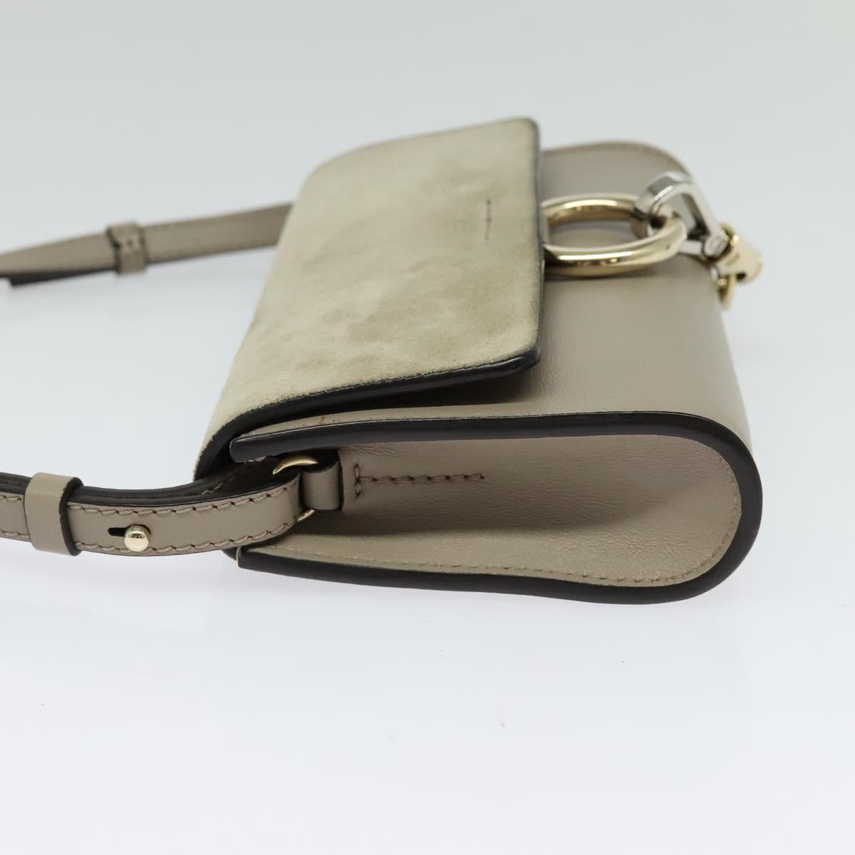 Chloe Fay Shoulder Bag Suede Leather Beige Gold Auth BA2586
