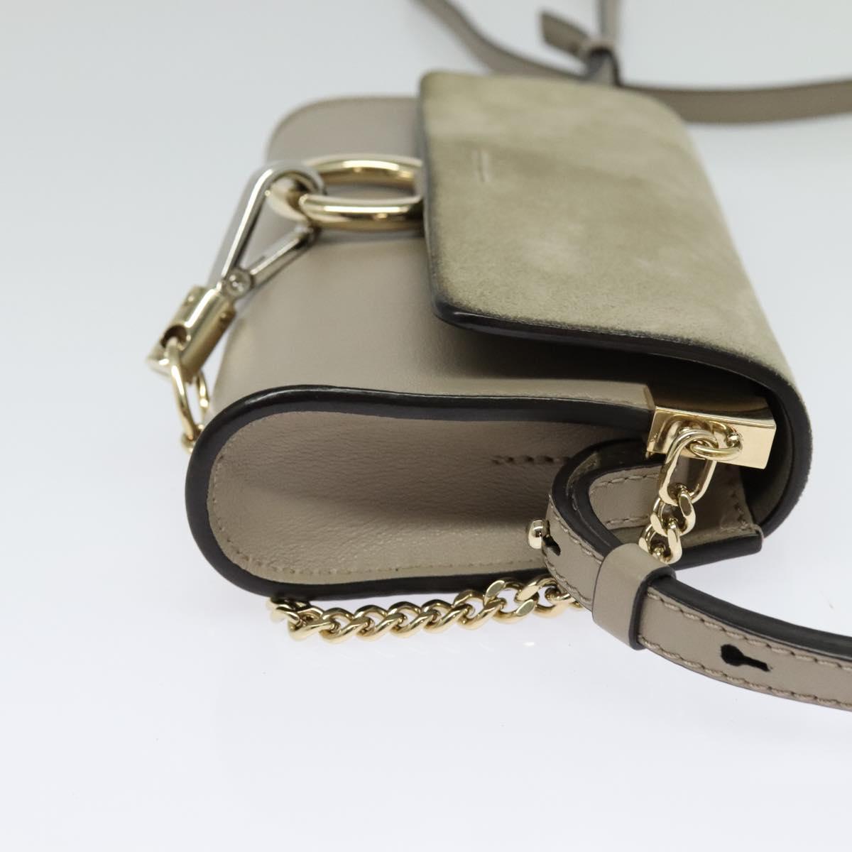 Chloe Fay Shoulder Bag Suede Leather Beige Gold Auth BA2586