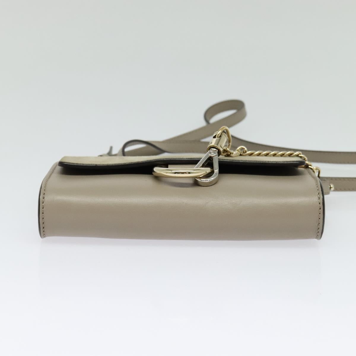 Chloe Fay Shoulder Bag Suede Leather Beige Gold Auth BA2586