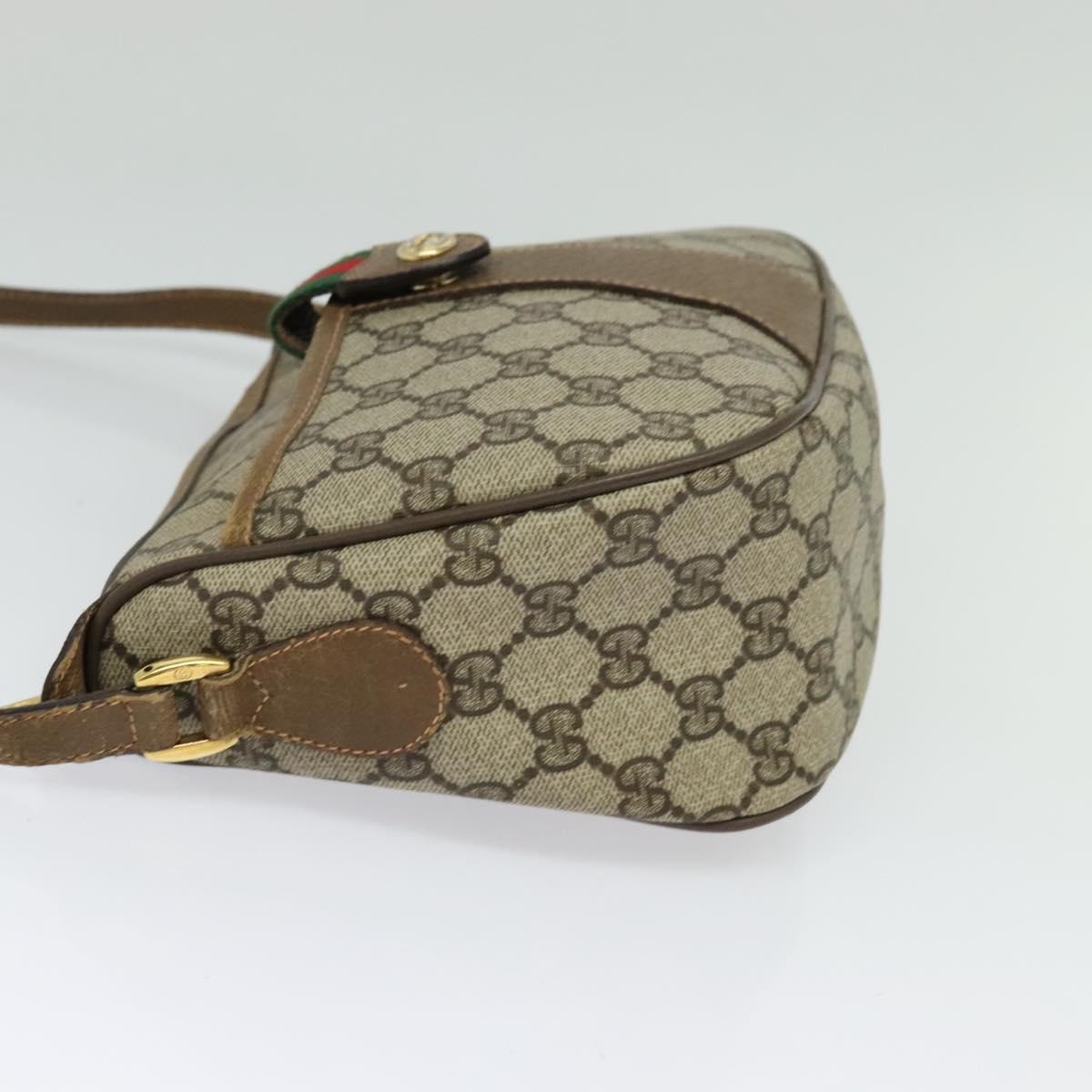 GUCCI GG Supreme Web Sherry Line Bag PVC Beige Gold 89 02 032 Auth BA2611