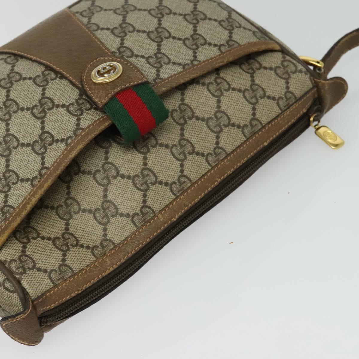 GUCCI GG Supreme Web Sherry Line Bag PVC Beige Gold 89 02 032 Auth BA2611