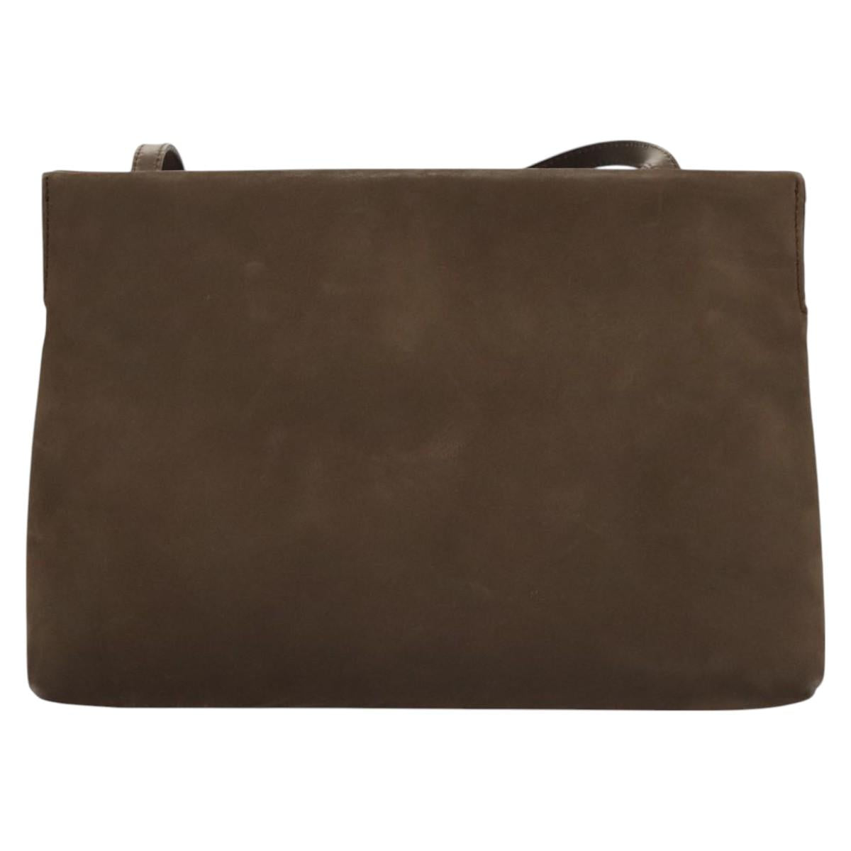 Salvatore Ferragamo Shoulder Bag Suede Brown Gold Auth BA2629