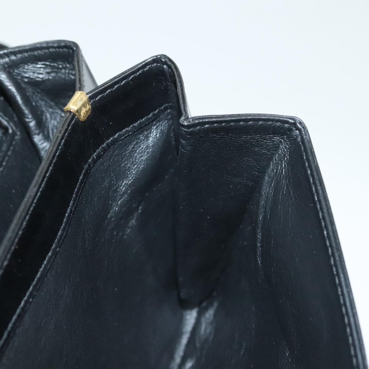 BALLY Shoulder Bag Leather Black Gold Auth BA2643