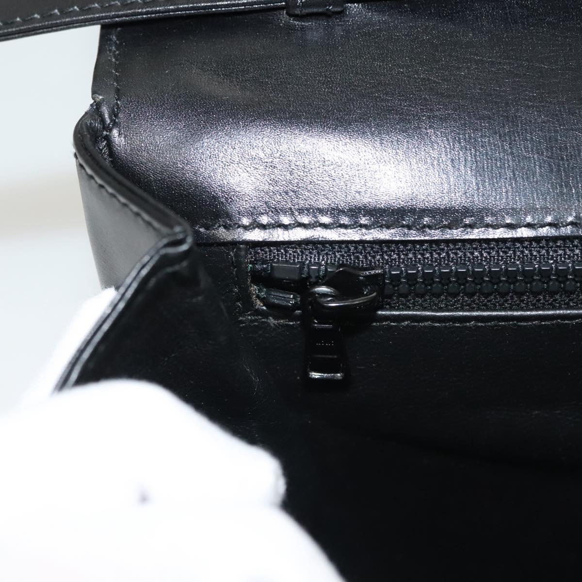 BALLY Shoulder Bag Leather Black Gold Auth BA2643