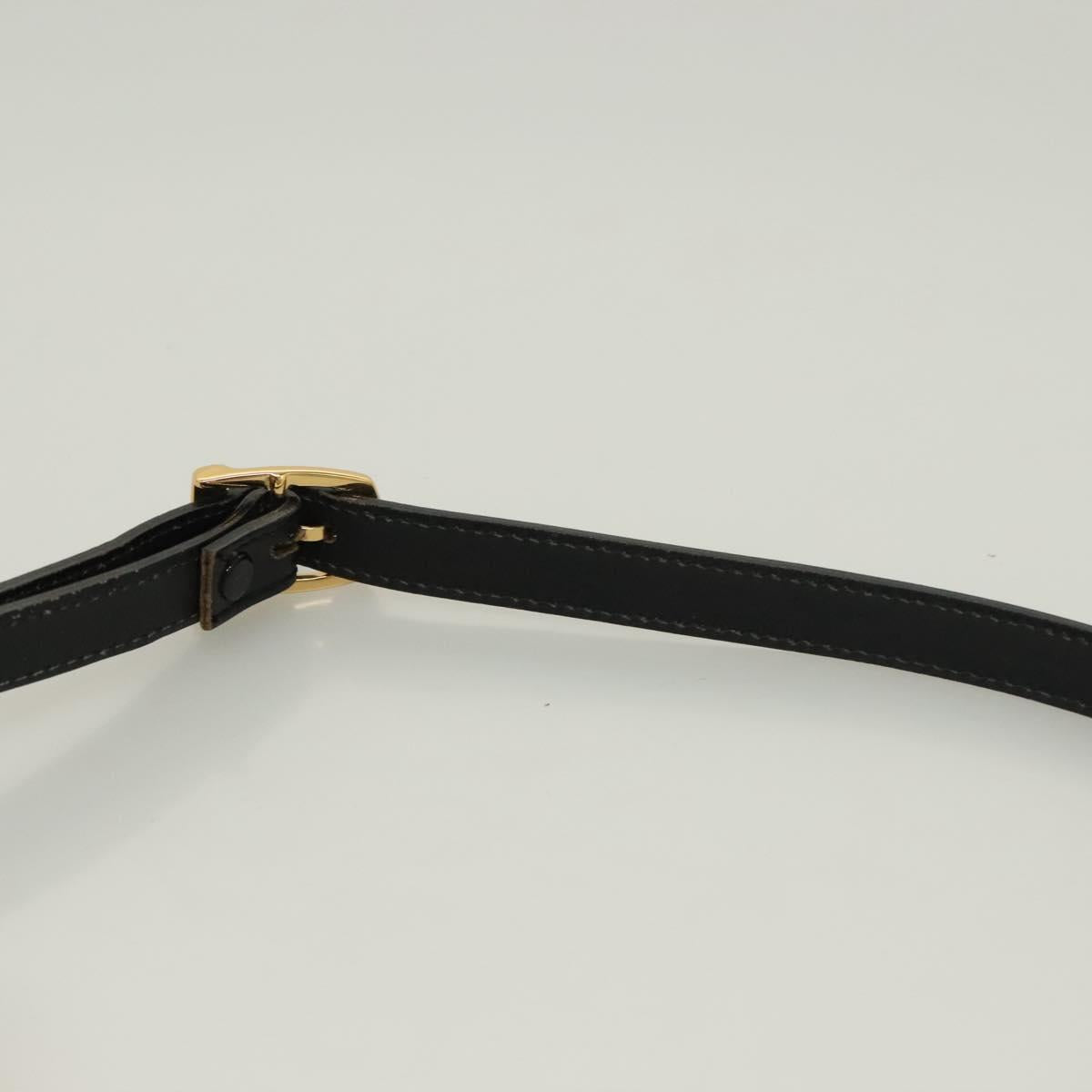 BALLY Shoulder Bag Leather Black Gold Auth BA2644